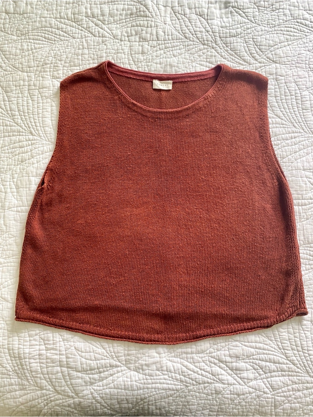 Poetry Sleeveless Delave Linen Knit top Vest Brown Chili size 10 EUC - Picture 4 of 16